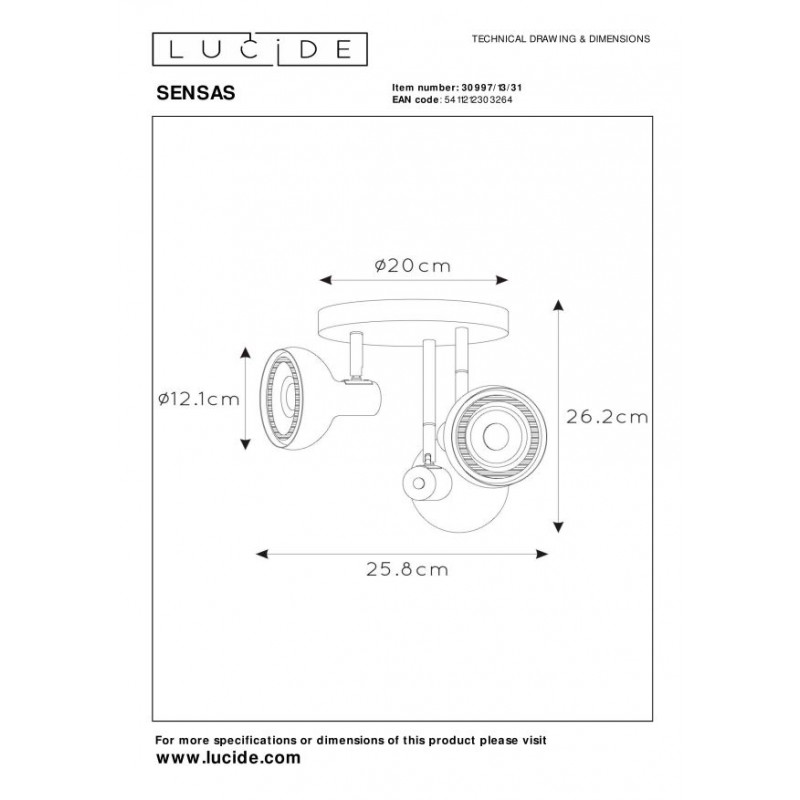 Lucide Reflektor sufitowy SENSAS 30997/13/31 biały