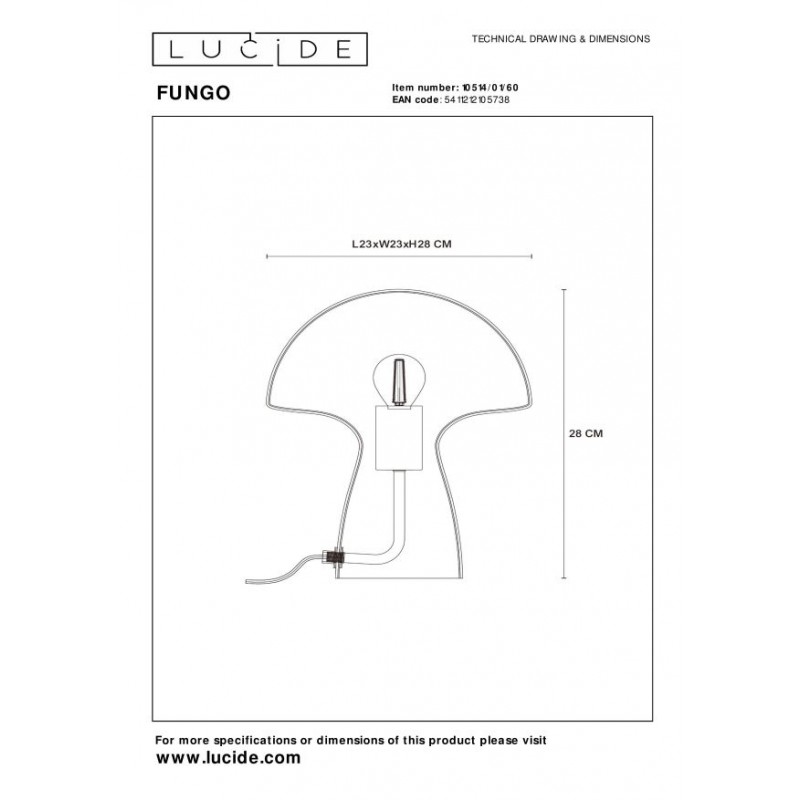 Lucide Lampa stołowa FUNGO 10514/01/60 inny