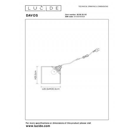 Lucide Lampa stołowa DAVOS 10518/20/60 czarny, czarny