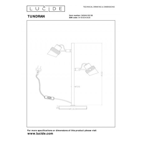 Lucide Lampa stołowa TUNDRAN 34544/02/30 czarny, złoty i odcienie złota