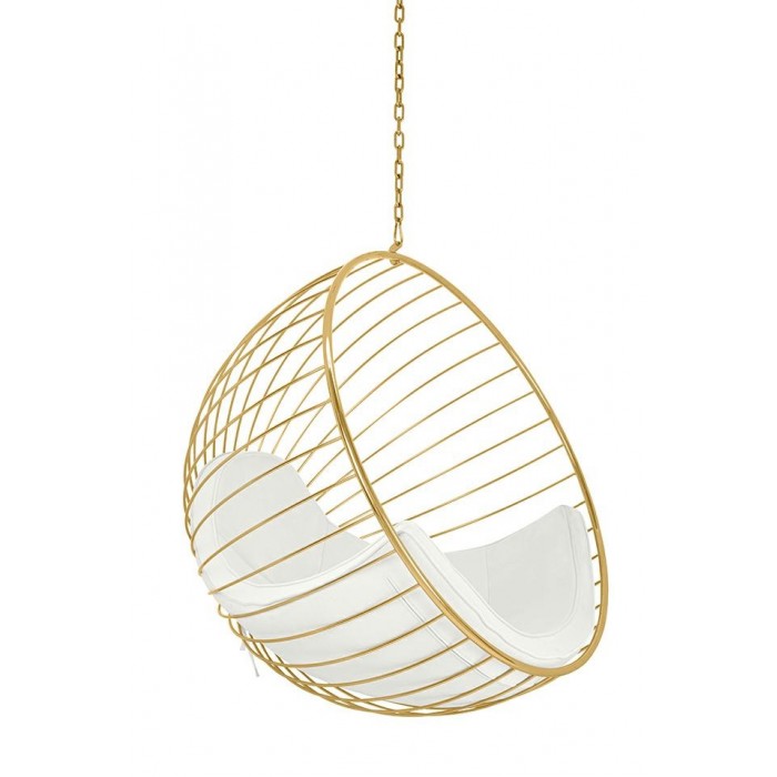 Fotel wiszący GABBIA złoty / beżowy