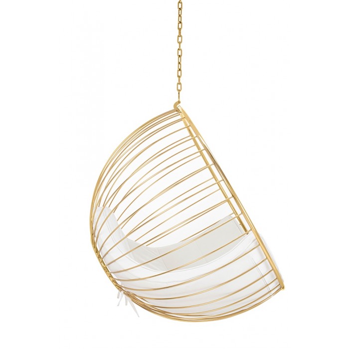 Fotel wiszący GABBIA złoty / beżowy