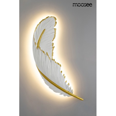MOOSEE lampa ścienna PIÓRKO 65  biała / złota