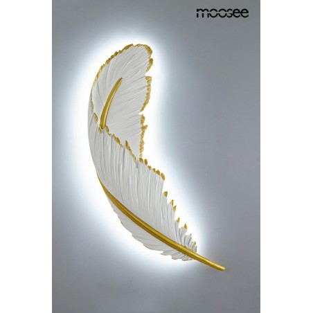 MOOSEE lampa ścienna PIÓRKO 65  biała / złota