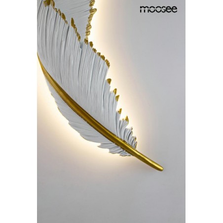 MOOSEE lampa ścienna PIÓRKO 65  biała / złota