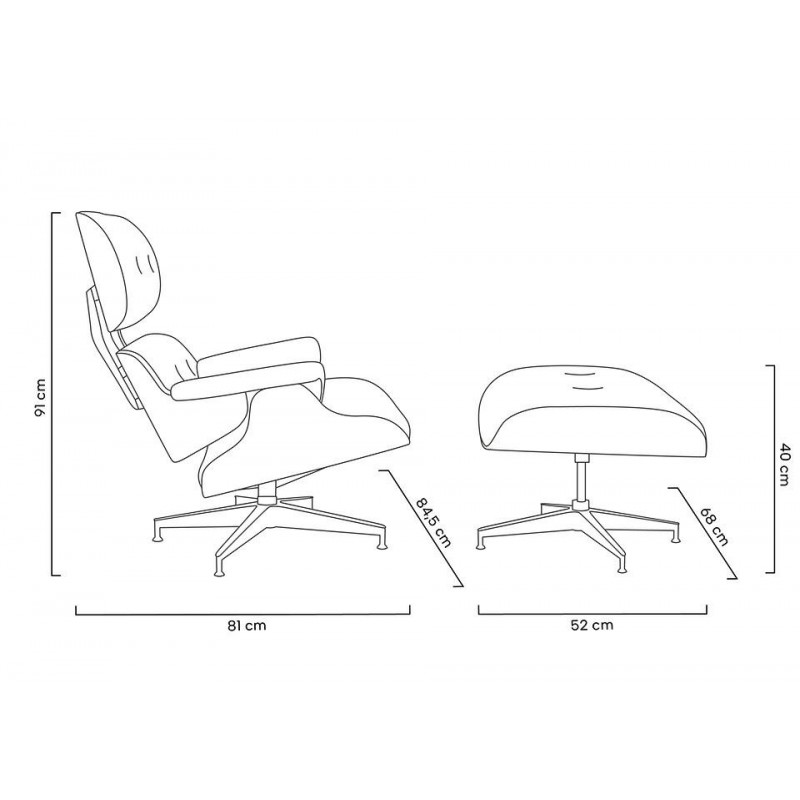 Fotel LOUNGE HM XL czarny / orzech z podnóżkiem