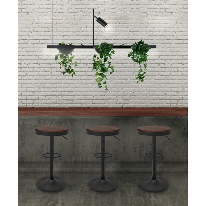 Krzesło barowe VOLT regulowane czarne / ciemny wiąz