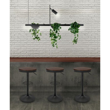 Krzesło barowe VOLT regulowane czarne / ciemny wiąz