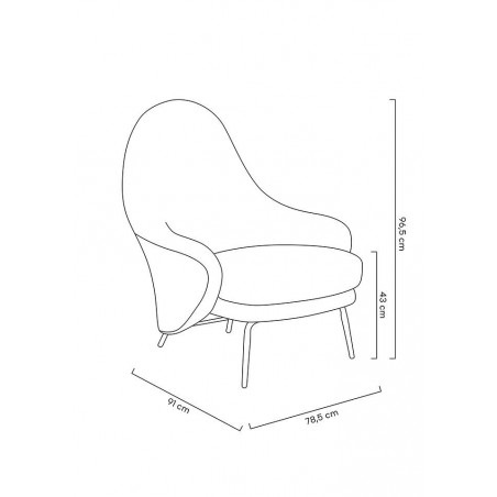 Fotel LOBBY TEDDY szary - stal nierdzewna, czarny opal