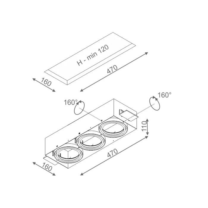 Aqform SQUARES 111x3 trimless 230V wpuszczany