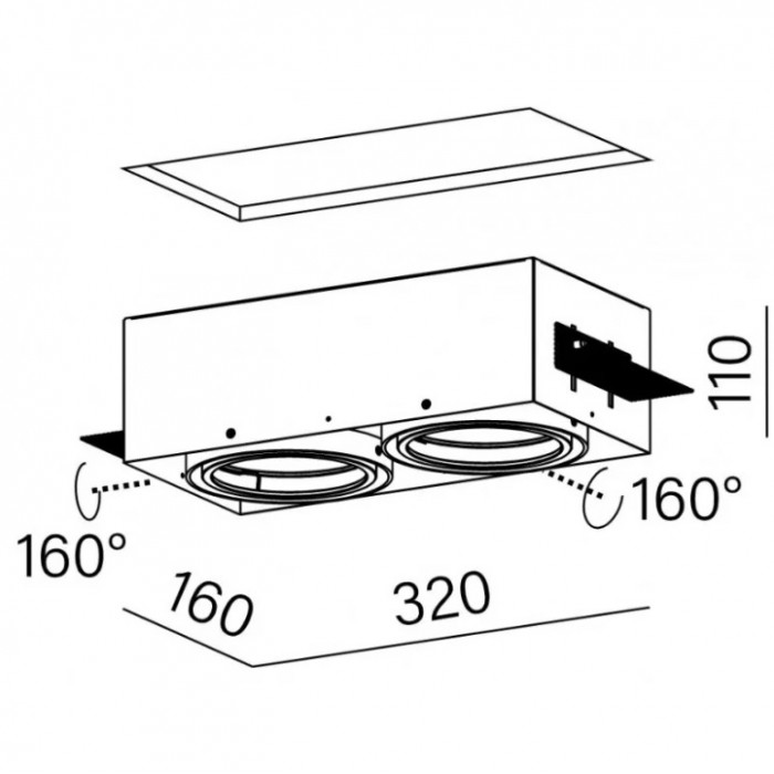 Aqform SQUARES 111x2 trimless 230V wpuszczany