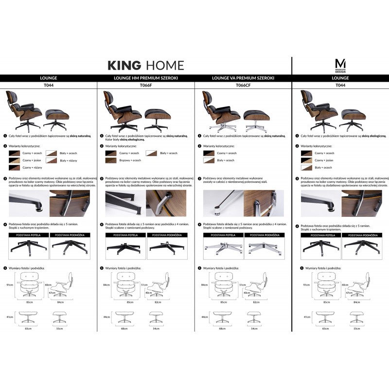 Fotel LOUNGE czarny / jesion z podnóżkiem