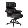 Fotel biurowy LOUNGE GUBERNATOR czarny - heban, skóra naturalna, podstawa czarna