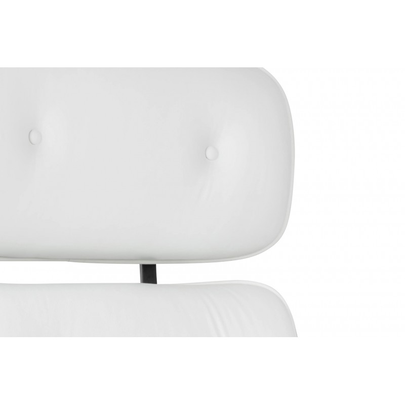 Fotel biurowy LOUNGE GUBERNATOR biały - sklejka orzech, skóra naturalna, stal polerowana