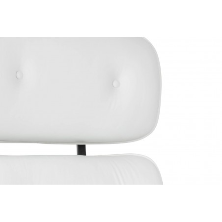 Fotel biurowy LOUNGE GUBERNATOR biały - sklejka orzech, skóra naturalna, stal polerowana