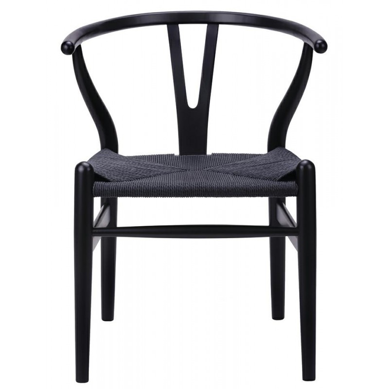 Krzesło WISHBONE czarne - drewno bukowe, czarne włókno