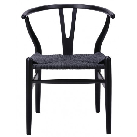 Krzesło WISHBONE czarne - drewno bukowe, czarne włókno