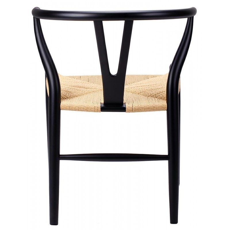 Krzesło WISHBONE czarne - drewno bukowe, naturalne włókno