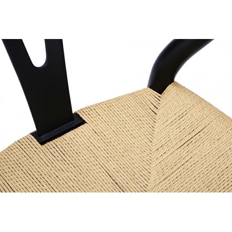 Krzesło WISHBONE czarne - drewno bukowe, naturalne włókno