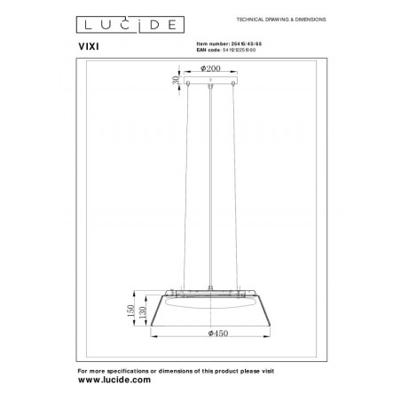 Lucide Lampa wisząca LED nowoczesna VIXI 25415/45/65 szary i odcienie szarości, czarny