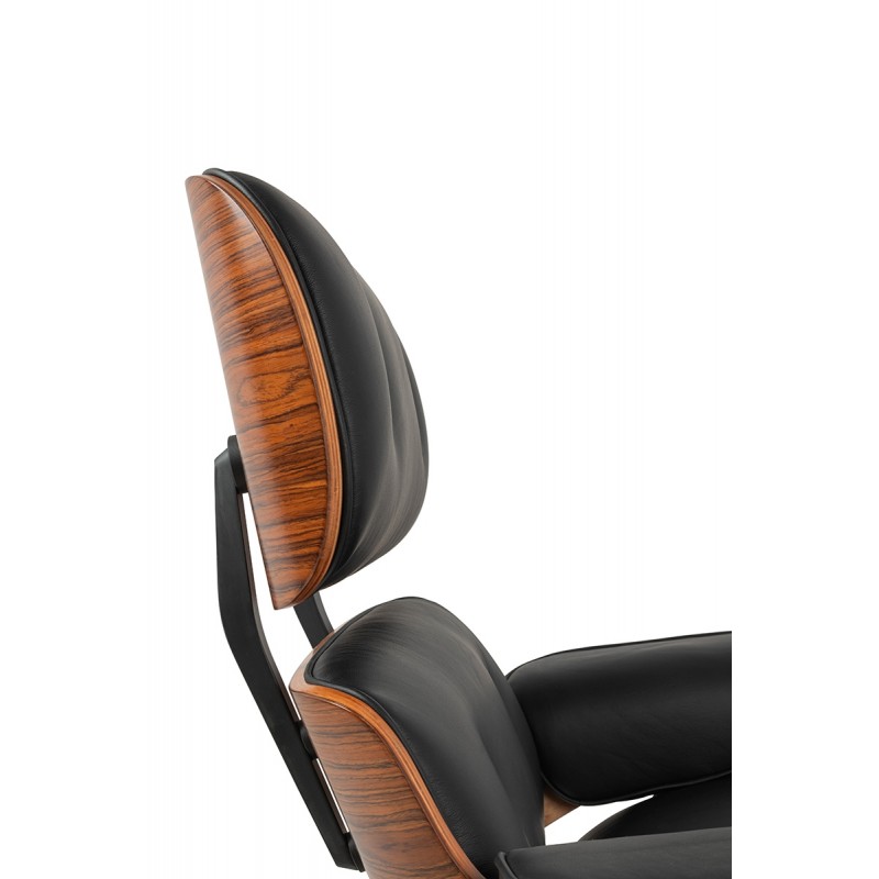 Fotel LOUNGE HM czarny / róża z podnóżkiem