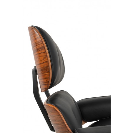 Fotel LOUNGE HM czarny / róża z podnóżkiem