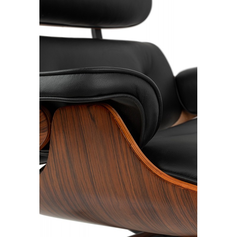 Fotel LOUNGE HM czarny / róża z podnóżkiem