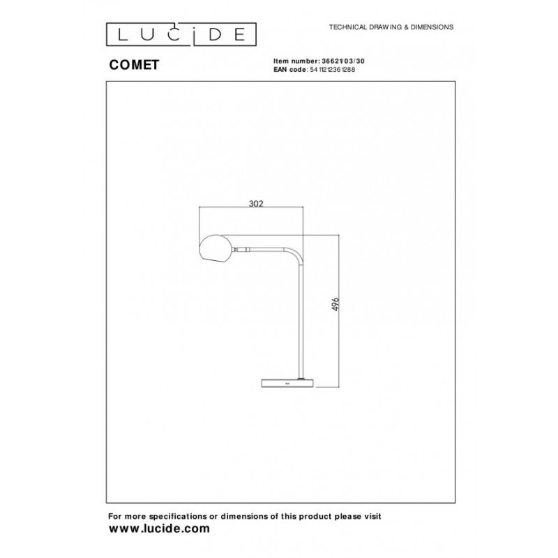 Lucide Lampa podłogowa COMET 36621/03/30 czarny