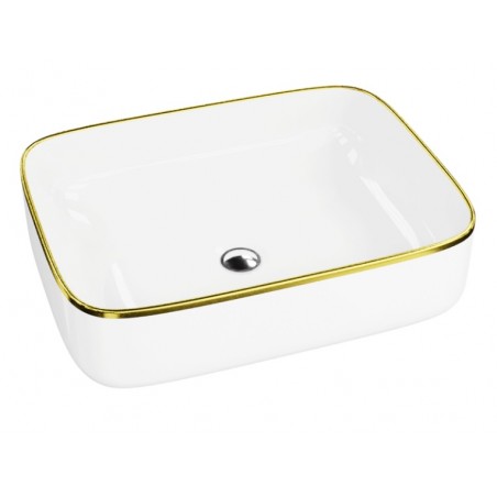 Lavita Galera Gold Line umywalka nablatowa 40x50,5 biała ze złotą linią