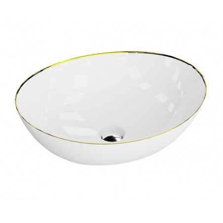 Lavita Fresa Gold Line umywalka nablatowa 34x41,5 biała ze złotą linią