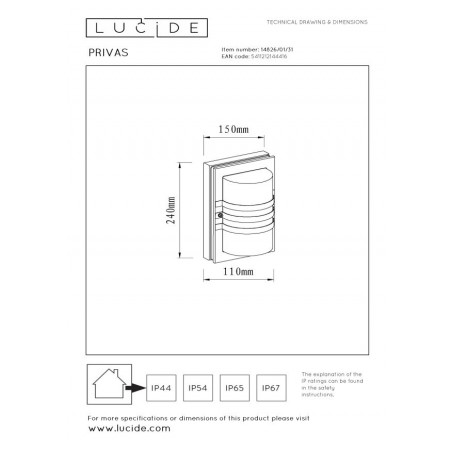 Lucide Lampa zewnętrzna ścienna PRIVAS 14826/01/31 biały