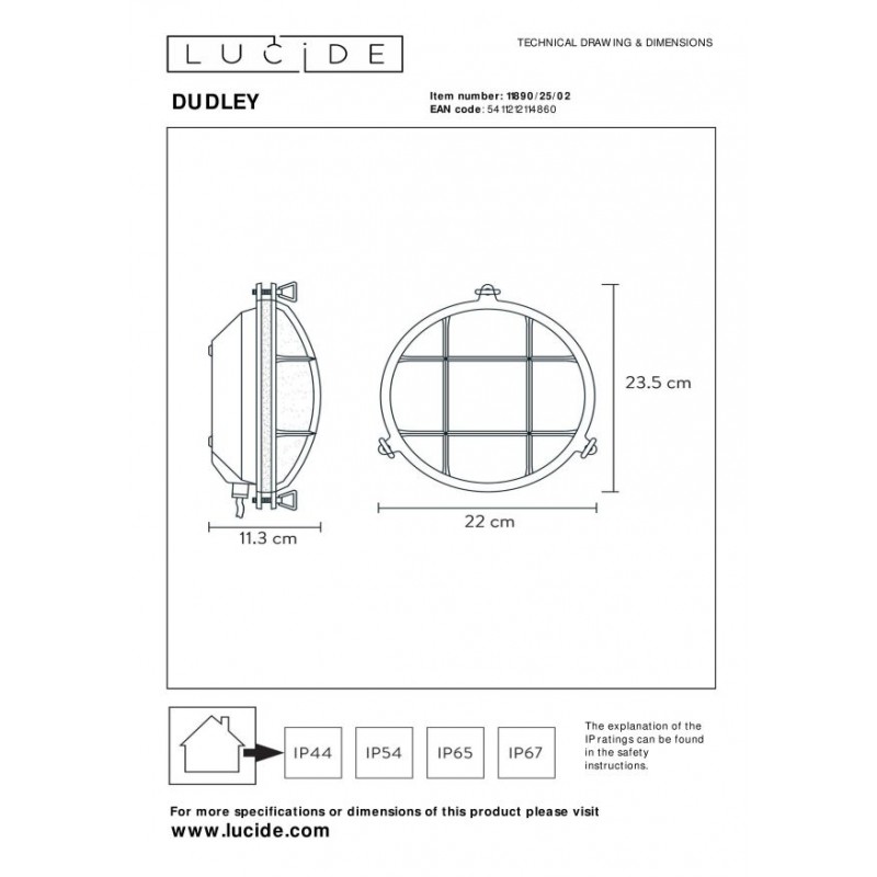 Lucide Lampa zewnętrzna ścienna DUDLEY 11890/25/02 złoty i odcienie złota