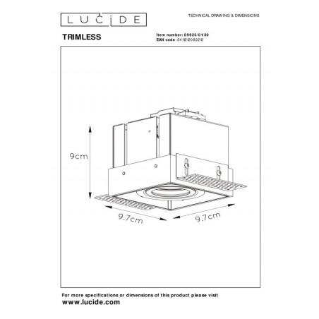 Lucide Lampa wpuszczana TRIMLESS 09925/01/30 czarny