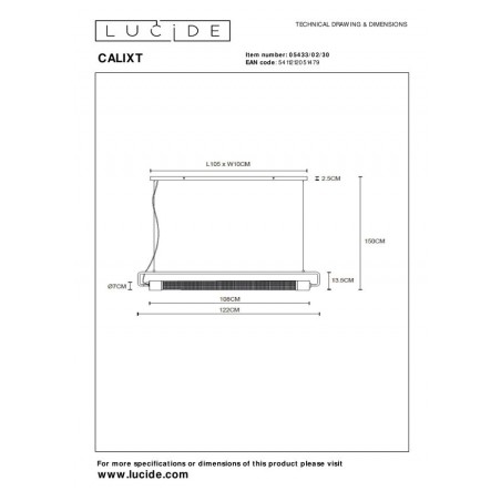 Lucide Lampa wisząca nowoczesna CALIXT 05433/02/30 czarny
