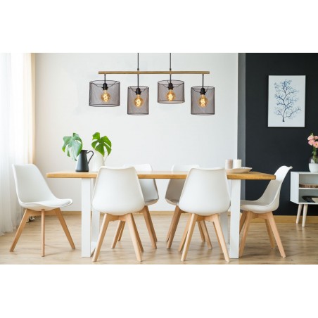 Lucide Lampa wisząca nowoczesna BASKETT 45459/04/30 czarny, drewno jasne i ciemne