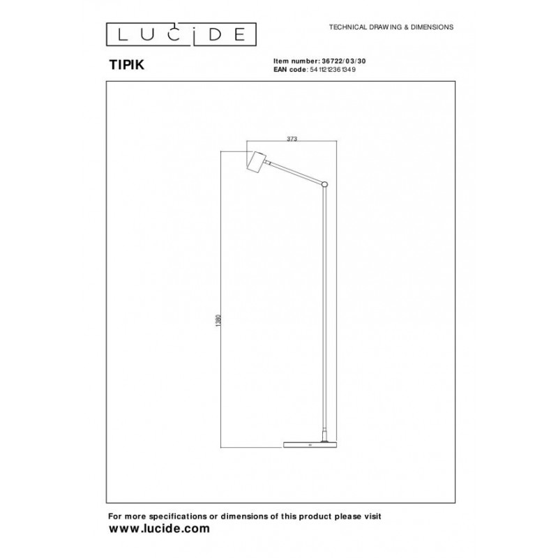 Lucide Lampa podłogowa TIPIK 36722/03/30 czarny