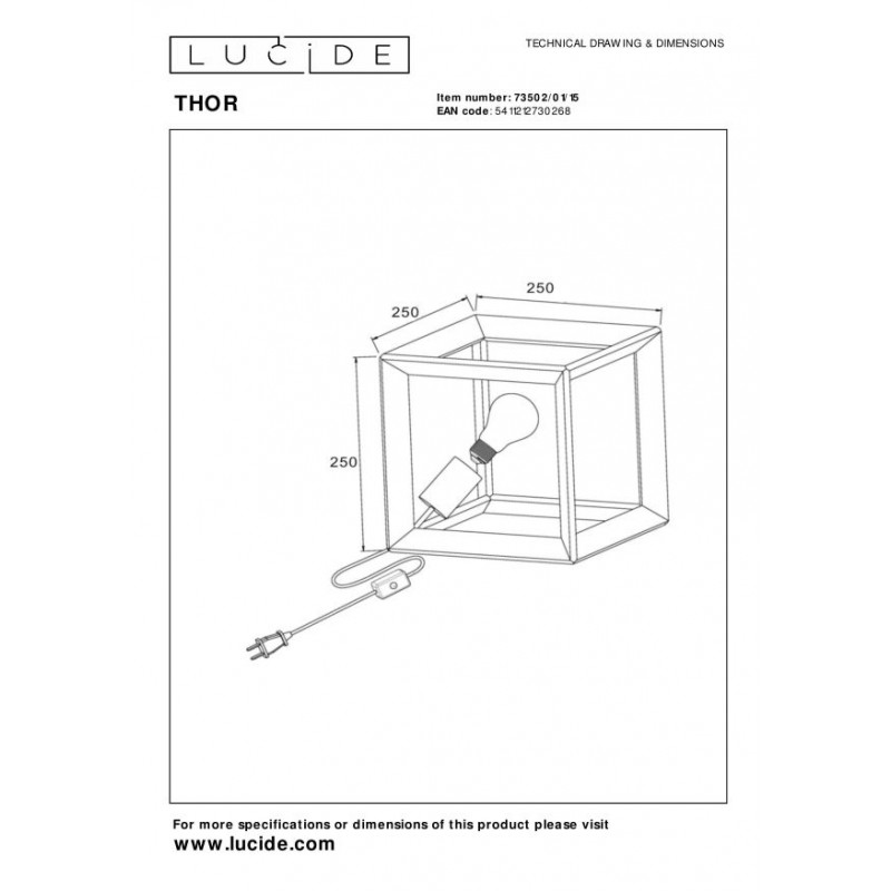 Lucide Lampa stołowa THOR 73502/01/15 szary i odcienie szarości