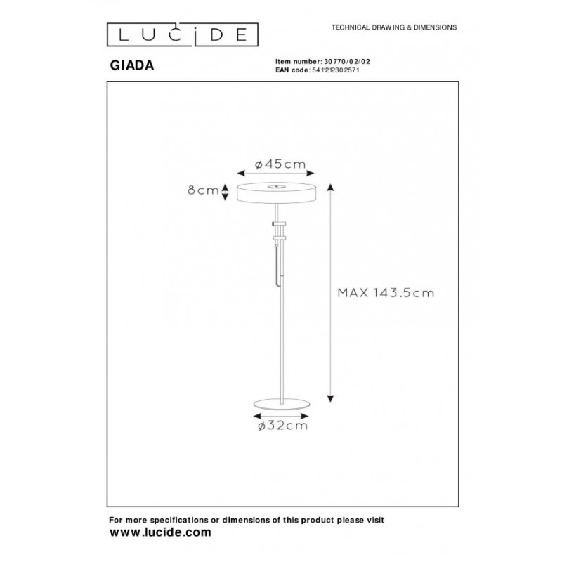 Lucide Lampa podłogowa GIADA 30770/02/02 złoty i odcienie złota, czarny