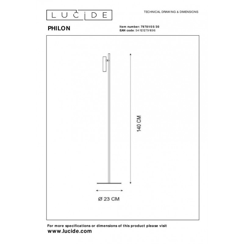 Lucide Lampa podłogowa PHILON 79781/05/30 czarny