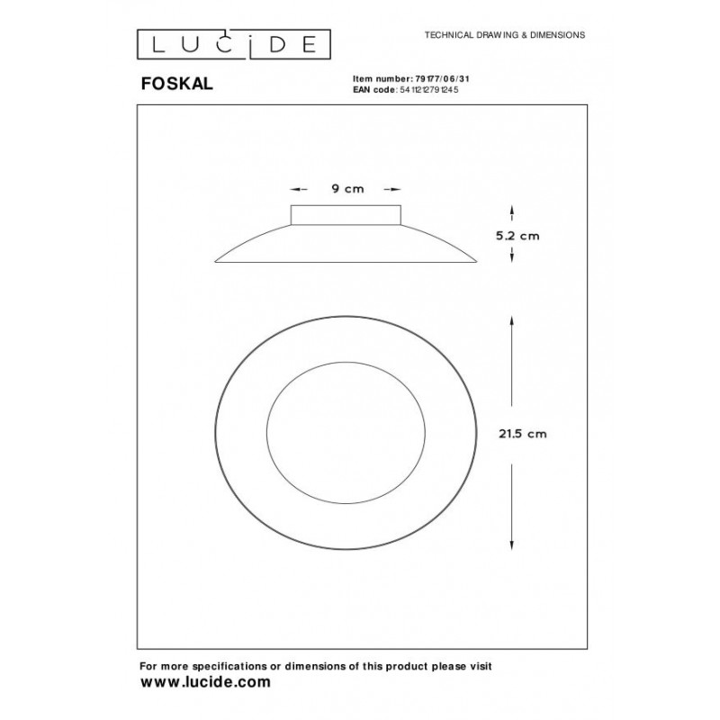 Lucide Lampa natynkowa LED FOSKAL 79177/06/31 biały