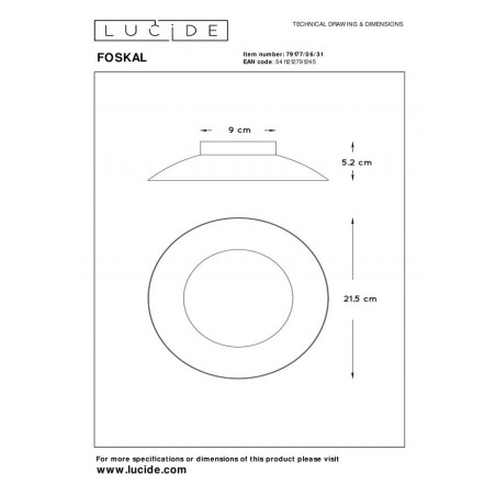 Lucide Lampa natynkowa LED FOSKAL 79177/06/31 biały