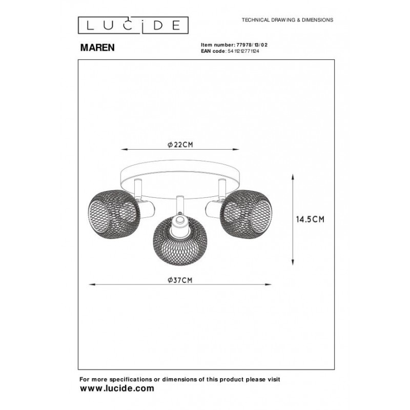 Lucide Reflektor sufitowy MAREN 77978/13/02 złoty i odcienie złota, czarny