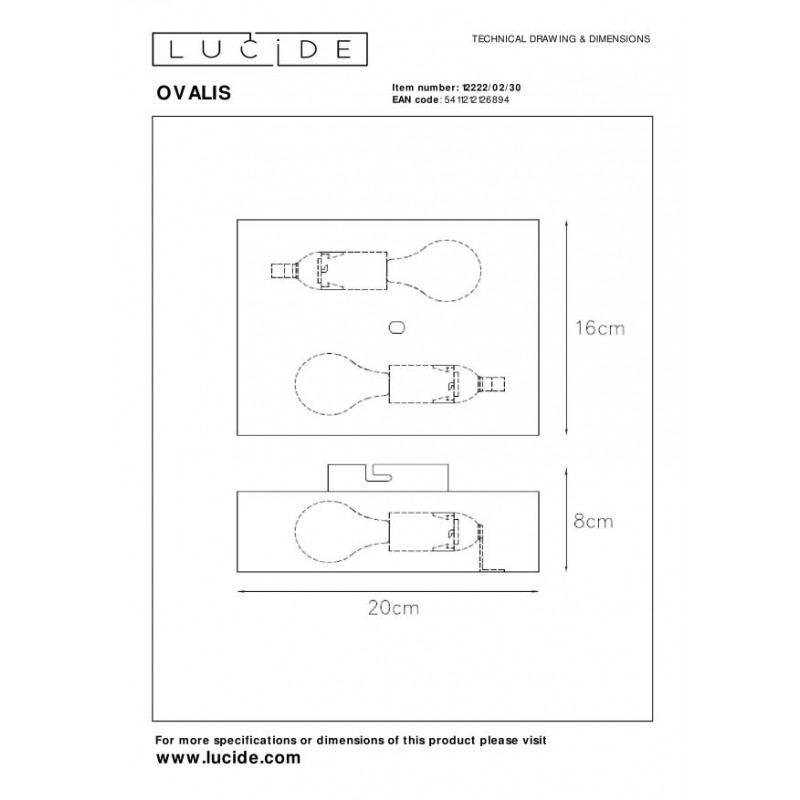 Lucide Kinkiet OVALIS 12222/02/30 czarny, złoty i odcienie złota