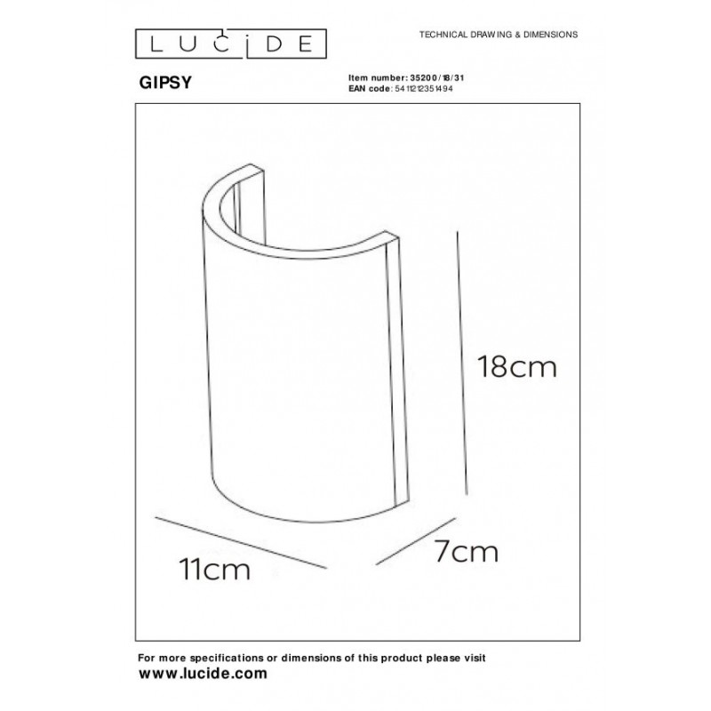 Lucide Kinkiet GIPSY 35200/18/31 biały
