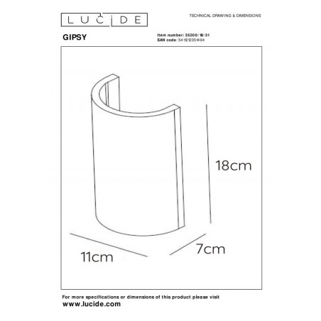 Lucide Kinkiet GIPSY 35200/18/31 biały