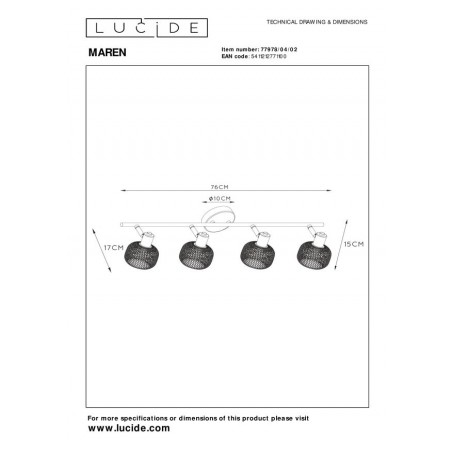 Lucide Reflektor sufitowy MAREN 77978/04/02 złoty i odcienie złota, czarny