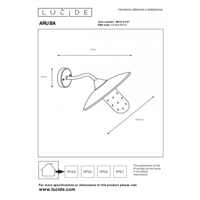 Lucide Lampa zewnętrzna ścienna ARUBA 11870/01/97 brązowy i odcienie brązu