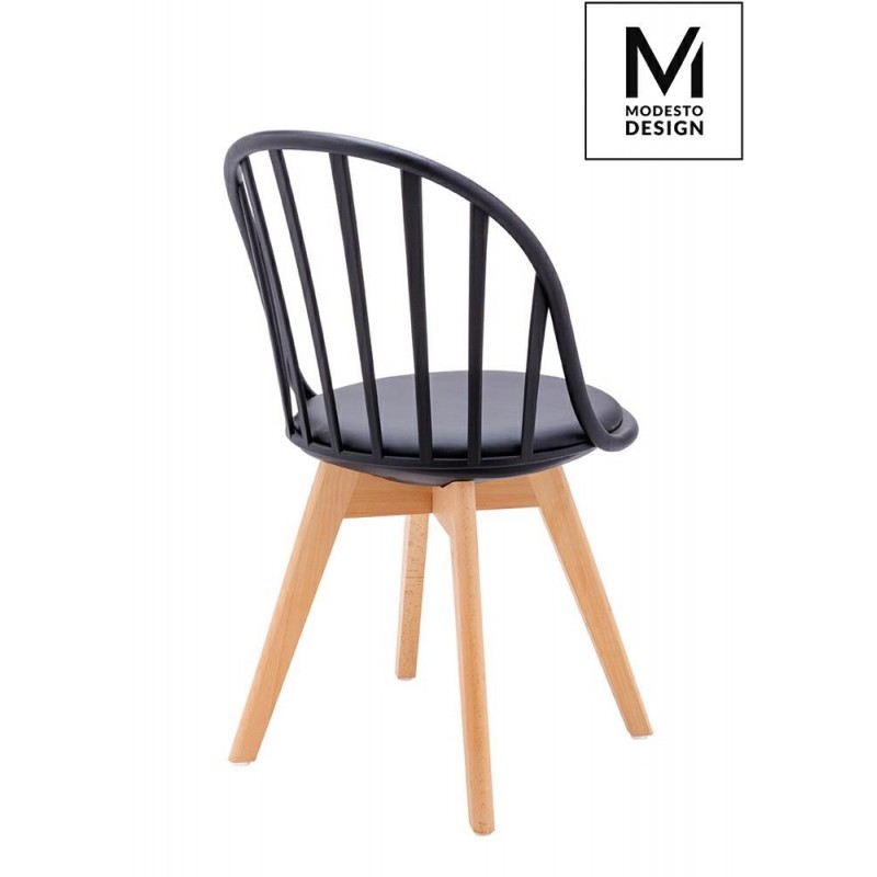 MODESTO krzesło ALBERT czarne - polipropylen, ekoskóra, drewno bukowe