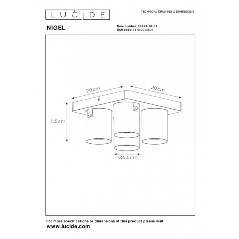 Lucide Reflektor sufitowy NIGEL 09929/20/31 biały