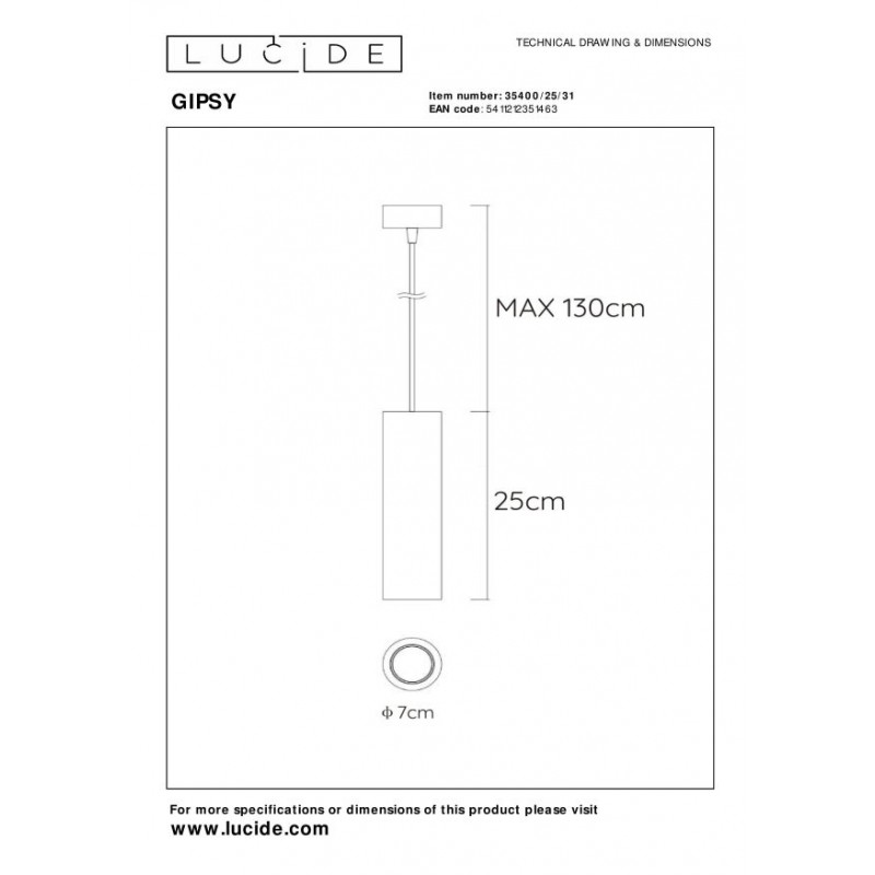 Lucide Lampa wisząca nowoczesna GIPSY 35400/25/31 biały